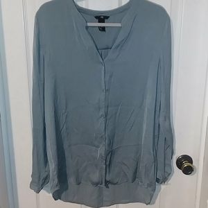 H&M low collar button front blouse grey